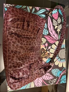 Genna De Rossi Burgundy Leopard-Print Shoulder Bag